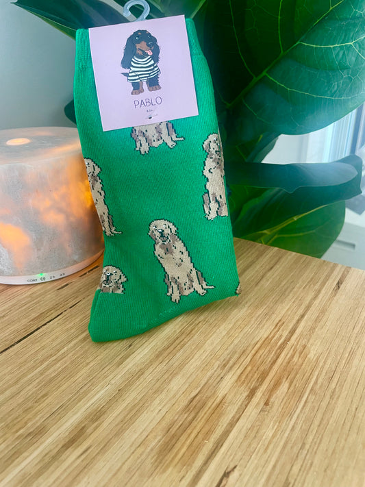Golden Retriever Socks - Green